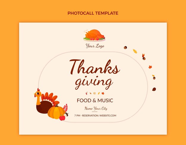 Flat thanksgiving photocall template