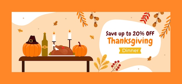 Free Vector flat thanksgiving social media cover template