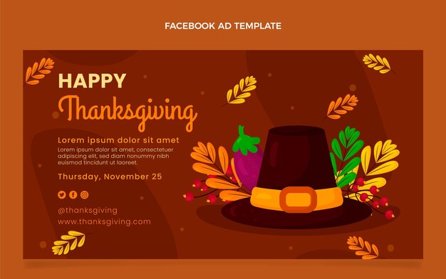 Flat thanksgiving social media promo template