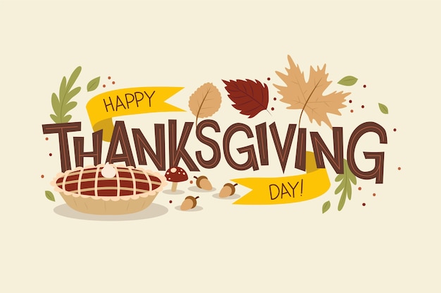 Flat thanksgiving text illustration