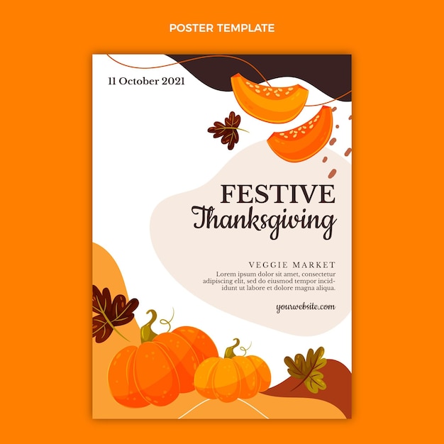 Free Vector flat thanksgiving vertical poster template