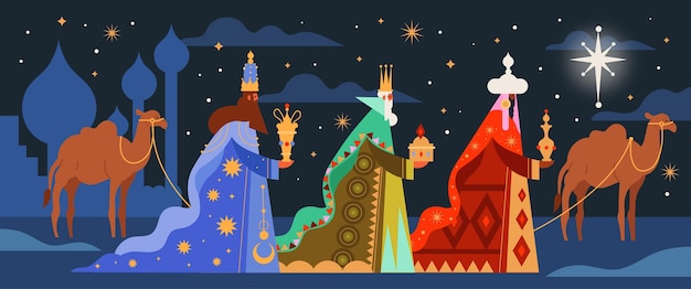 Free Vector flat three wise men illustration