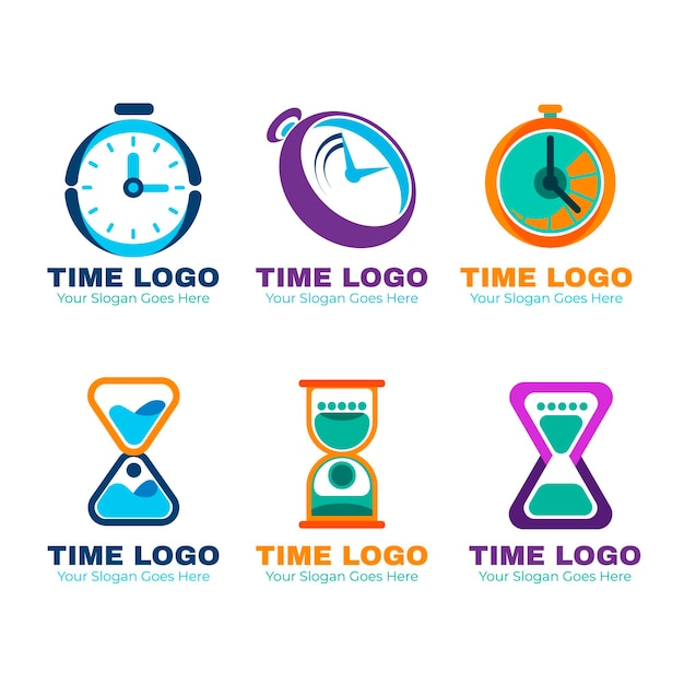 Flat time logo collection