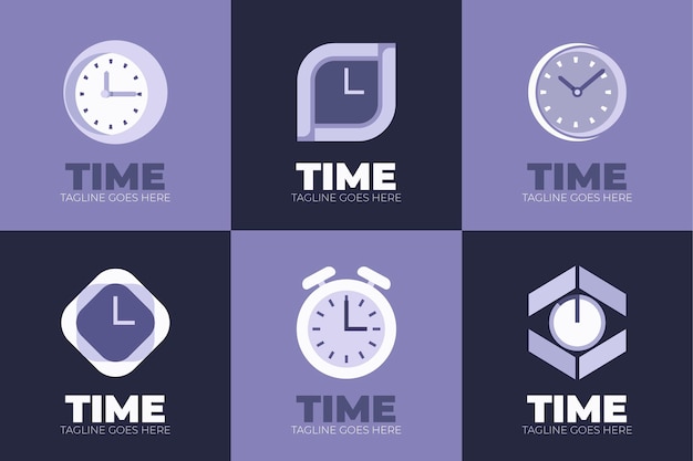 Flat time logo collection