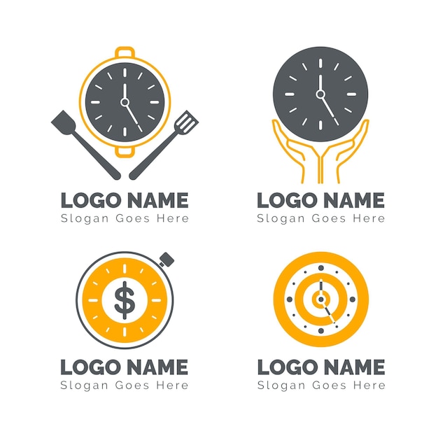 Flat time logo collection