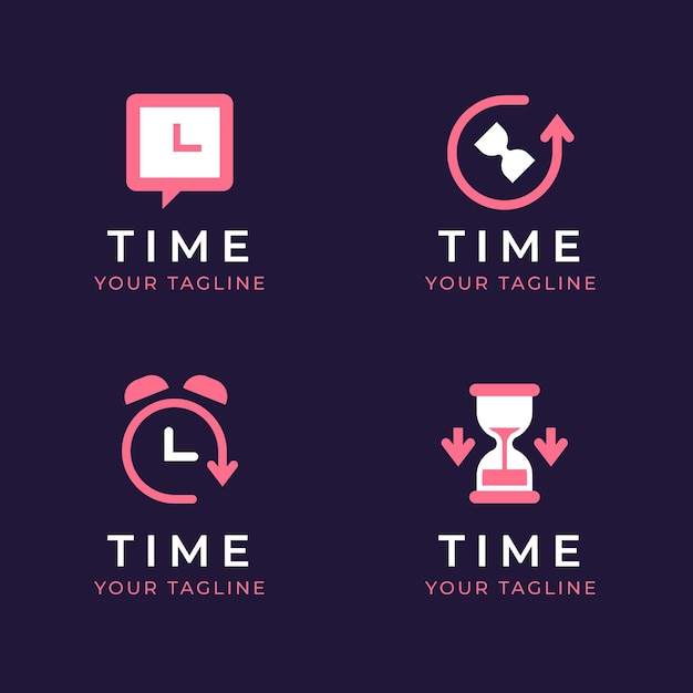 Flat time logo templates collection