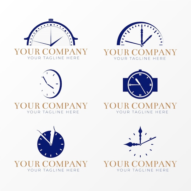 Flat time logo templates collection