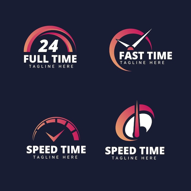 Free vector flat time logos collection