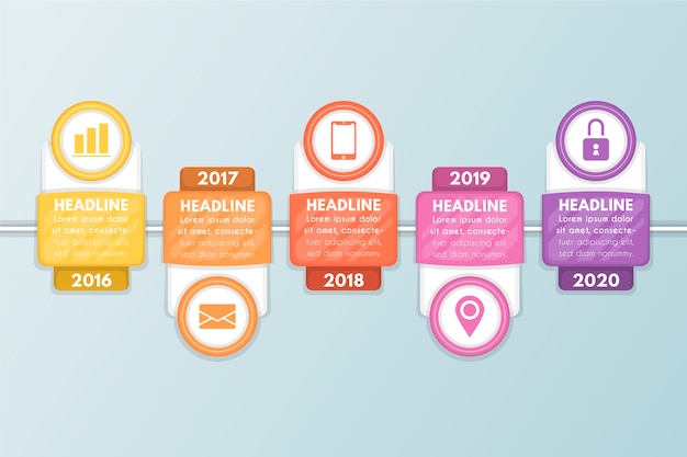 Flat timeline infographic template