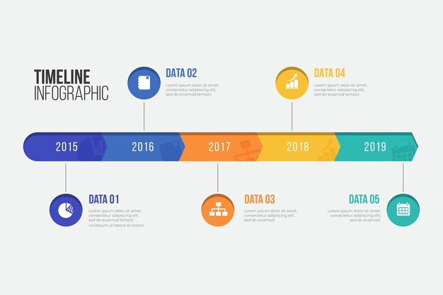 Flat timeline infographic template