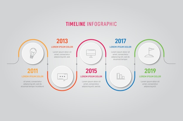 Flat timeline infographic template