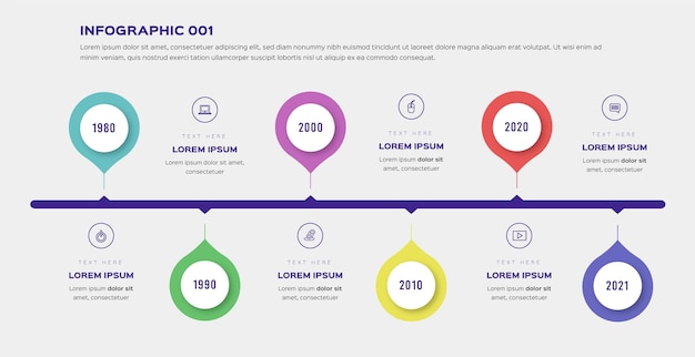 Flat timeline infographic template