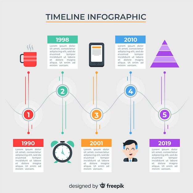 Flat timeline infographic