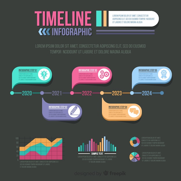 Flat timeline infographic