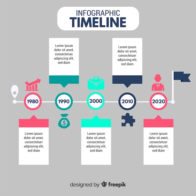 Flat timeline infographic 