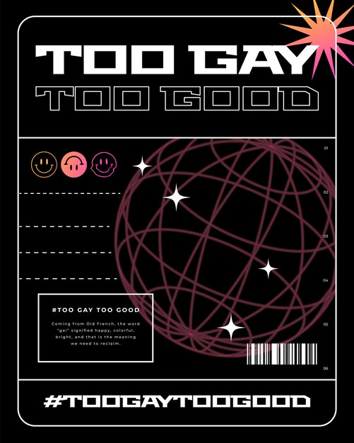 Flat too gay too good vertical illustration