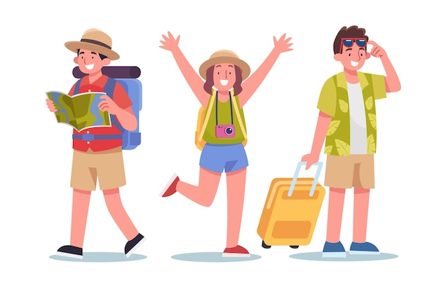 Free Vector flat tourists ready for holiday