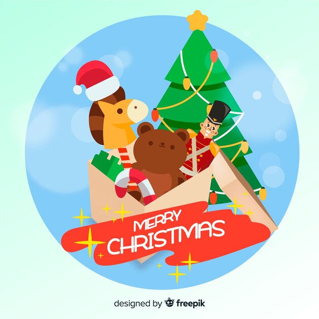 Flat toys christmas background