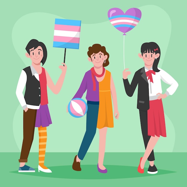 Flat transgender people illustrated