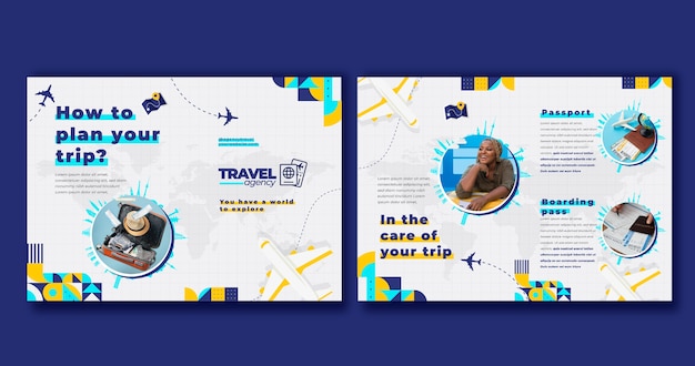 Free vector flat travel agency brochure template