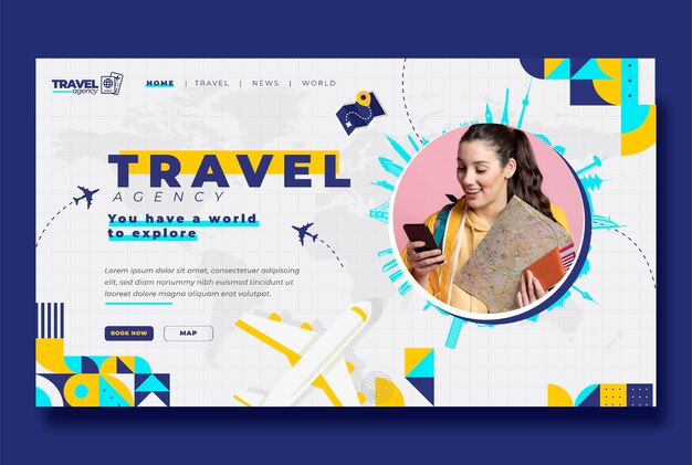 Flat travel agency landing page template