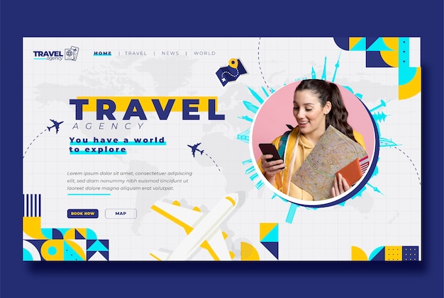 Flat travel agency landing page template