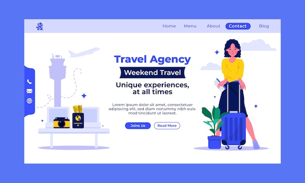 Flat travel agency landing page template