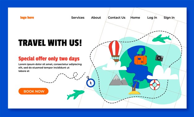 Flat travel agency landing page template