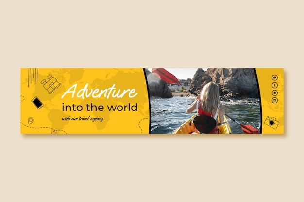 Free Vector flat travel agency linkedin banner