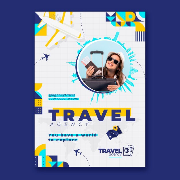 Flat travel agency poster template