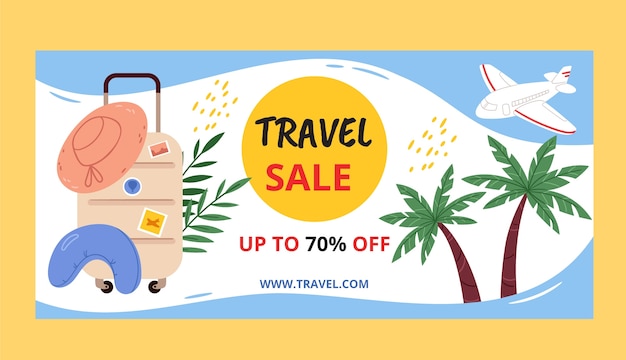 Flat travel agency sale banner template