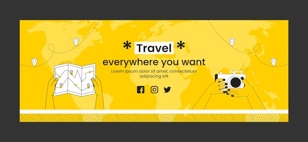 Free Vector flat travel agency social media cover template