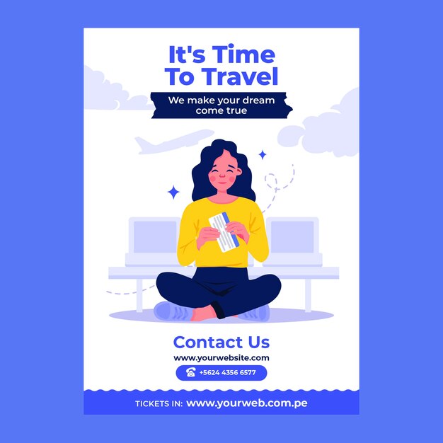 Flat travel agency vertical poster template