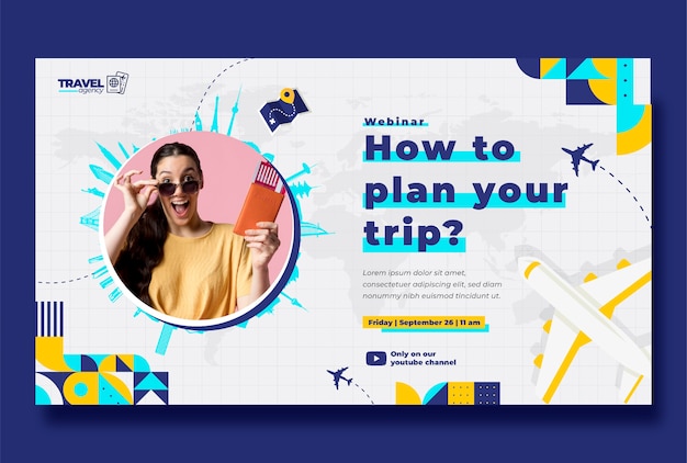 Flat travel agency webinar template