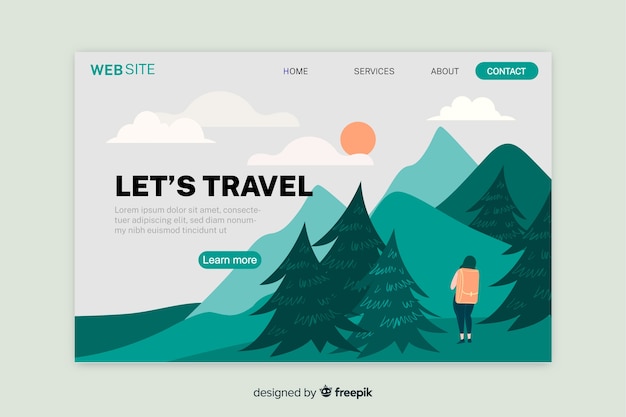 Flat travel anding page template