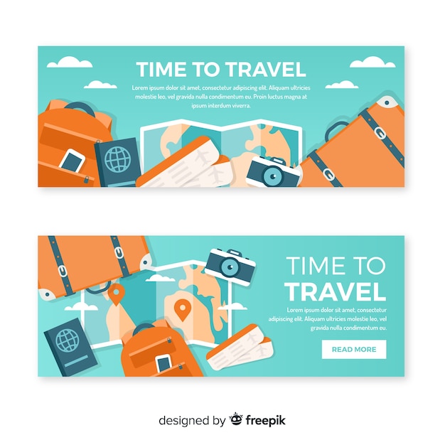 Flat travel banner