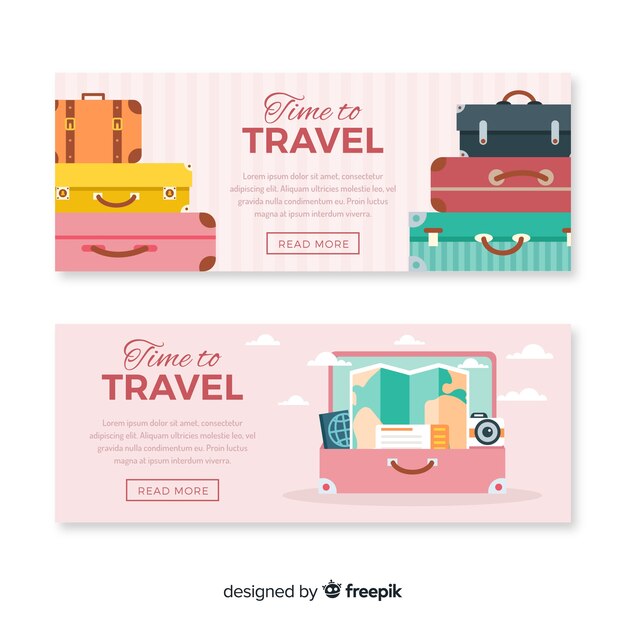 Flat travel banner