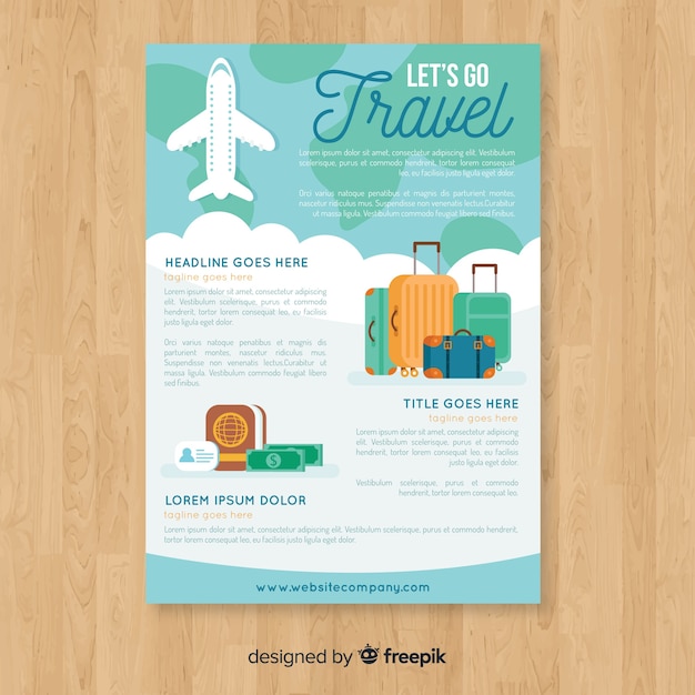 Free Vector flat travel brochure template