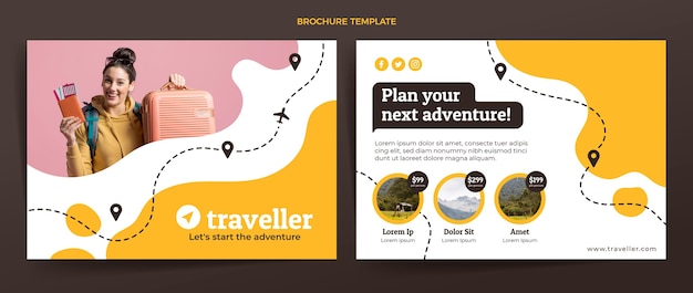 Flat travel brochure template