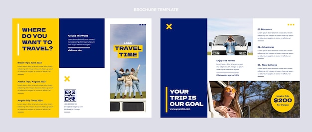 Flat travel brochure template