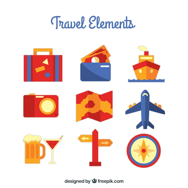 Flat Travel Elements Collection