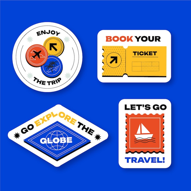 Free Vector flat travel and exploration labels collection