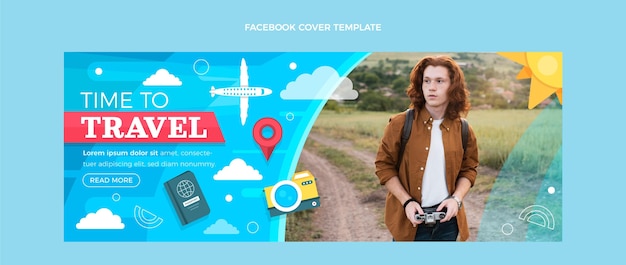 Free Vector flat travel facebook cover template