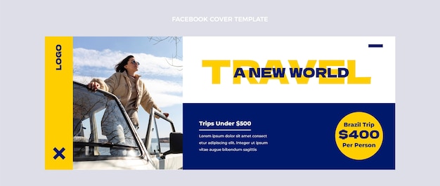 Flat travel facebook cover template