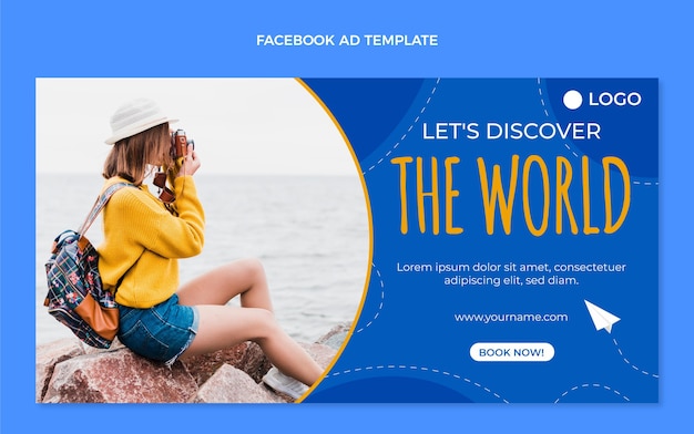 Flat travel facebook template