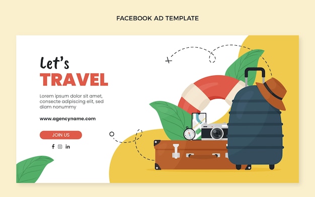 Flat travel facebook template