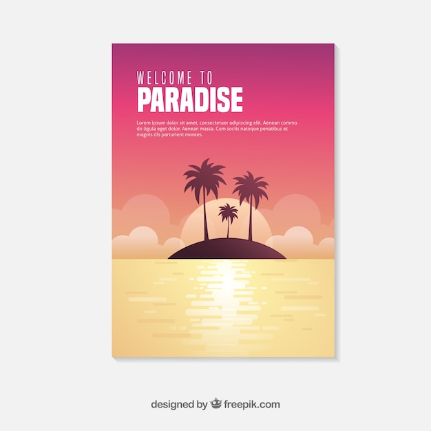 Flat travel flyer template with summer style