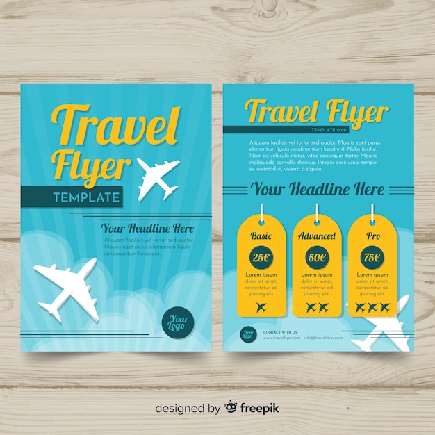 Flat travel flyer template