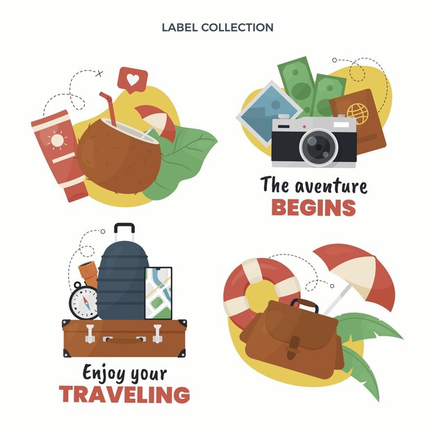 Flat travel label collection