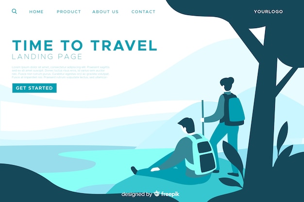 Flat travel landing page template